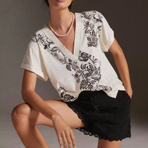 Daily Practice by Anthropologie V-Neck Short-Sleeve Top Size M